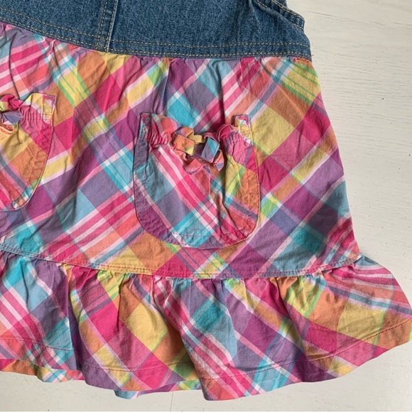 Oshkosh Denim Top Plaid Bottom Jumper Dress Sz 18 Months - Picture 8 of 11